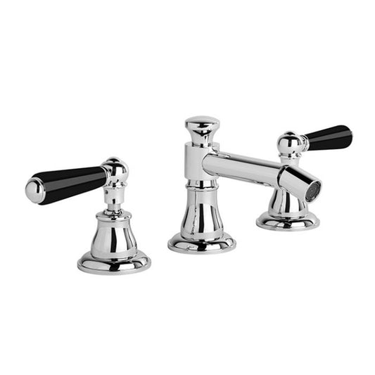 Brodware Neu England Bidet Set With Black Porcelain Levers Durobrite Chrome
