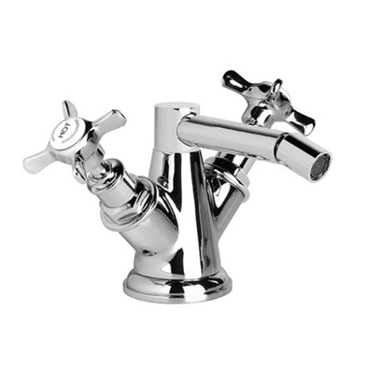 Brodware Neu England Bidet Mixer With Cross Handle Ceramic Disc Durobrite Chrome
