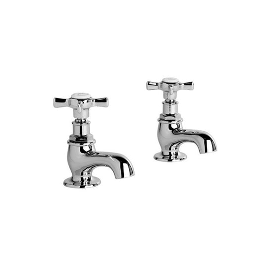 Brodware Neu England Pillar Taps With Flow Control And Cross Handle Ceramic Disc Durobrite Chrome