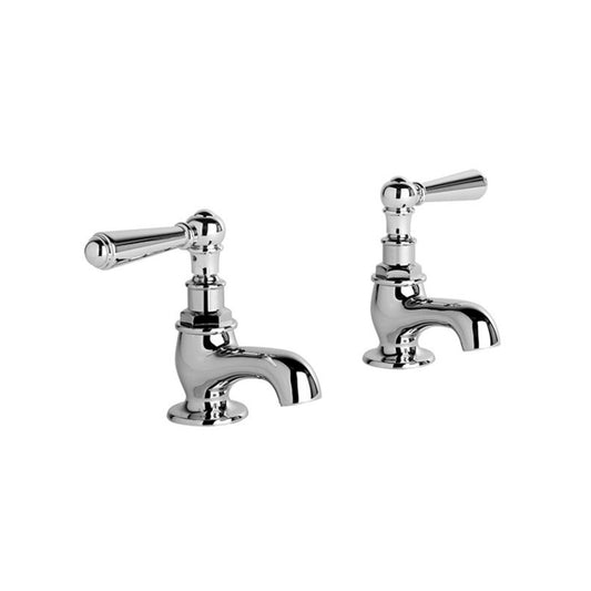 Brodware Neu England Pillar Taps With Flow Control And Metal Lever Durobrite Chrome