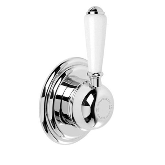 Brodware Neu England Wall Mixer With White Porcelain Lever Durobrite Chrome