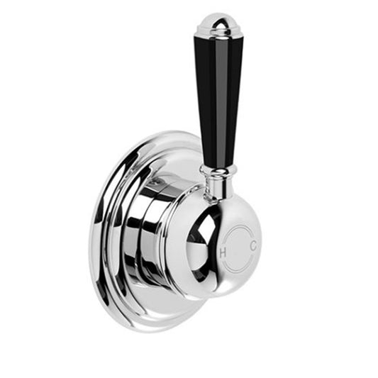 Brodware Neu England Wall Mixer With Black Porcelain Lever Durobrite Chrome