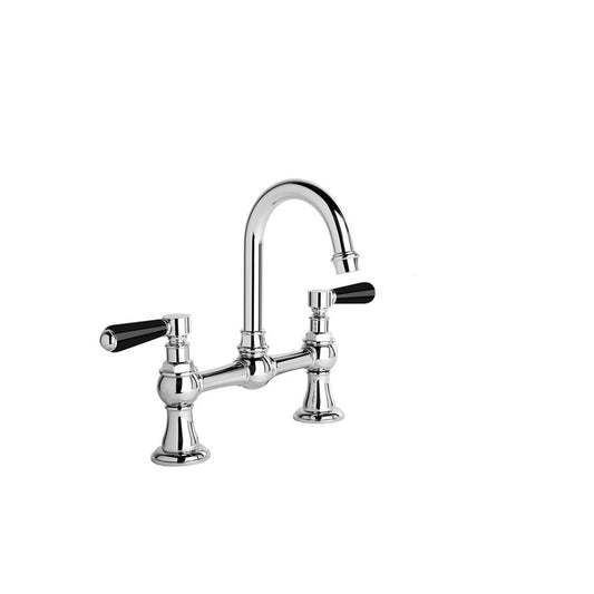 Brodware Winslow Basin Set Black Porcelain Lever Durobrite Chrome 2