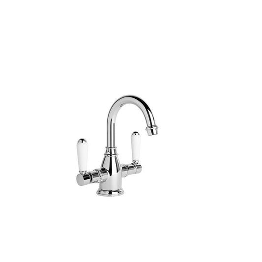 Brodware Winslow Basin Mixer White Porcelain Lever Durobrite Chrome 3