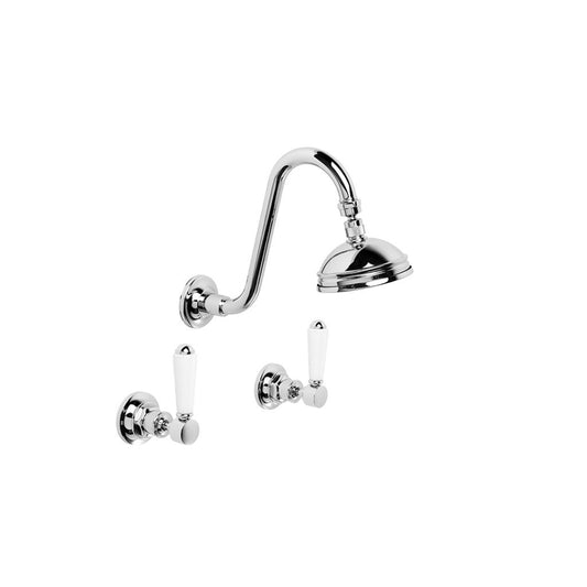 Brodware Winslow Shower Set White Porcelain Lever Durobrite Chrome