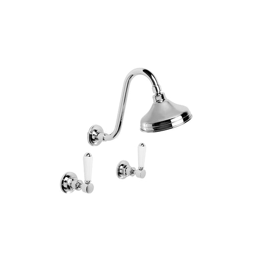 Brodware Winslow Shower Set White Porcelain Lever Durobrite Chrome 2