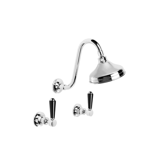 Brodware Winslow Shower Set Black Porcelain Lever Durobrite Chrome