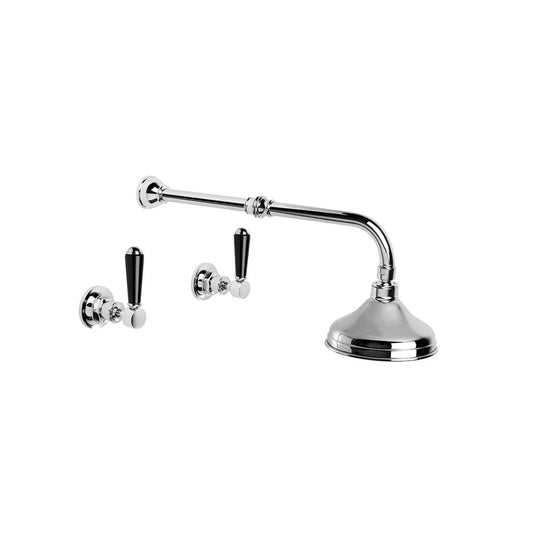 Brodware Winslow Shower Set Black Porcelain Lever Durobrite Chrome 1