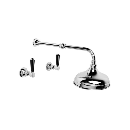 Brodware Winslow Shower Set Black Porcelain Lever Disc Durobrite Chrome