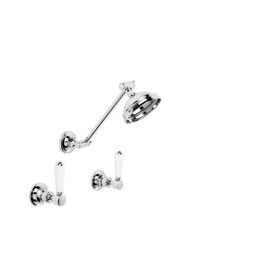 Brodware Winslow Shower Set White Porcelain Lever Durobrite Chrome 6