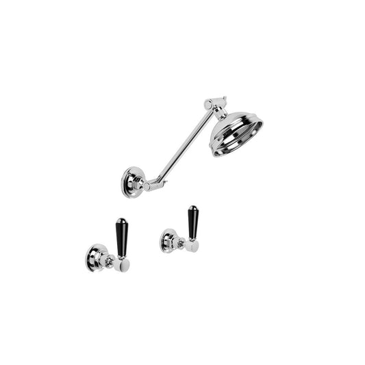 Brodware Winslow Shower Set Black Porcelain Lever Durobrite Chrome 2