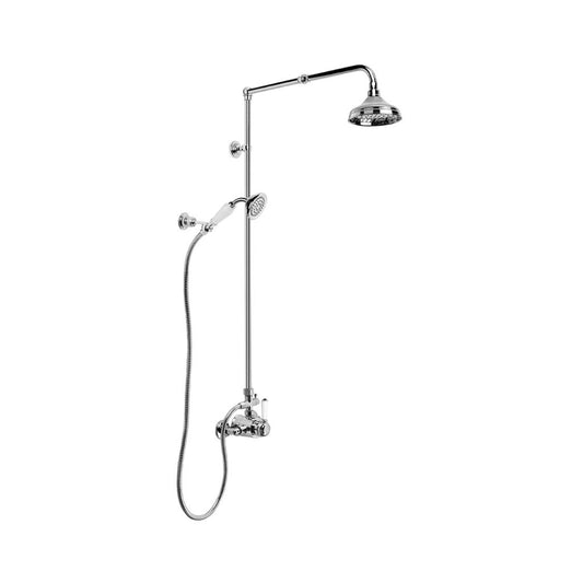 Brodware Winslow Shower Mixer Set White Porcelain Lever Durobrite Chrome