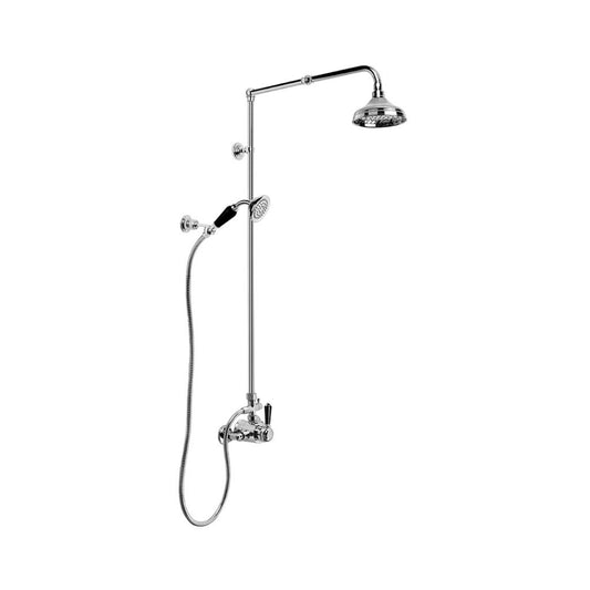 Brodware Winslow Shower Mixer Set Black Porcelain Lever Durobrite Chrome 1