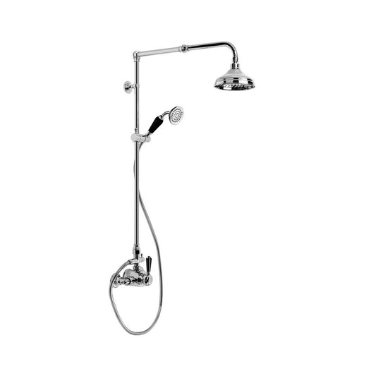Brodware Winslow Shower Mixer Set Black Porcelain Lever Durobrite Chrome 2