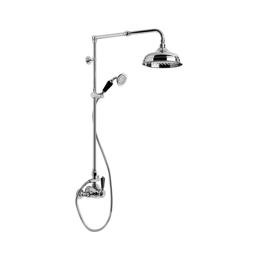 Brodware Winslow Shower Mixer Set Black Porcelain Lever Durobrite Chrome 5