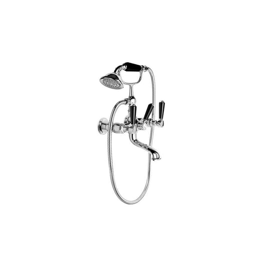 Brodware Winslow Bath Mixer With Handshower Black Porcelain Lever Durobrite Chrome