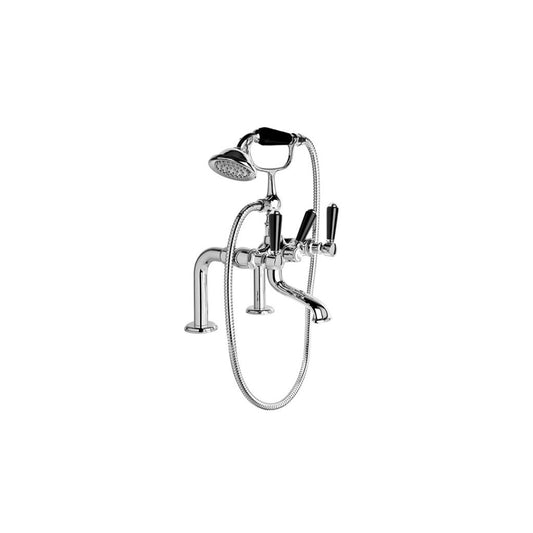 Brodware Winslow Bath Mixer With Handshower Black Porcelain Lever Durobrite Chrome 1