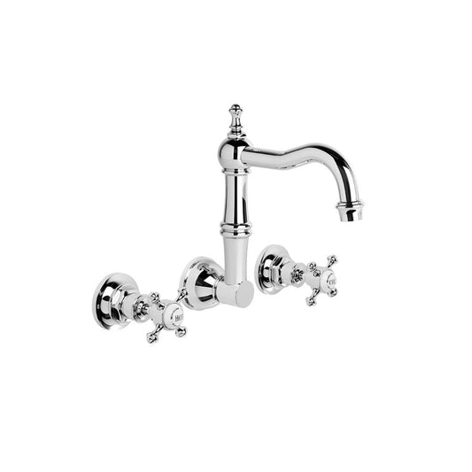 Brodware Winslow Wall Set Cross Handle Ceramic Disc Durobrite Chrome 8