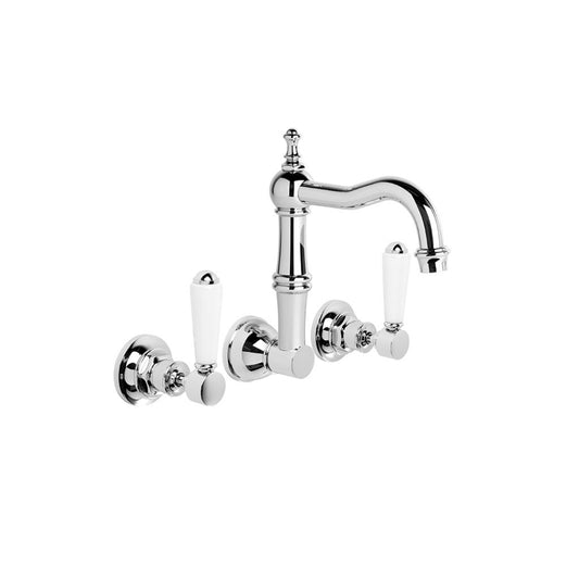 Brodware Winslow Wall Set White Porcelain Lever Durobrite Chrome 7