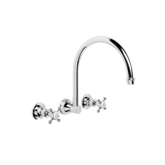 Brodware Winslow Wall Set Cross Handle Ceramic Disc Durobrite Chrome 9