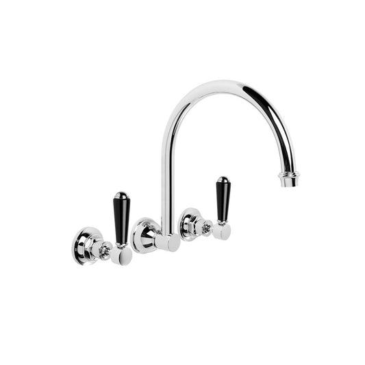 Brodware Winslow Wall Set Black Porcelain Lever Durobrite Chrome 9