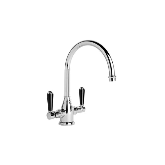 Brodware Winslow Kitchen Mixer Black Porcelain Lever Durobrite Chrome 2