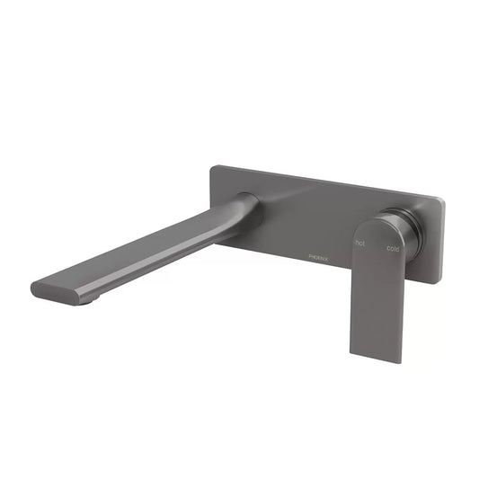 Phoenix Teel SwitchMix Wall Basin/Bath Mixer Set 200mm Brushed Carbon (Complete Kit)