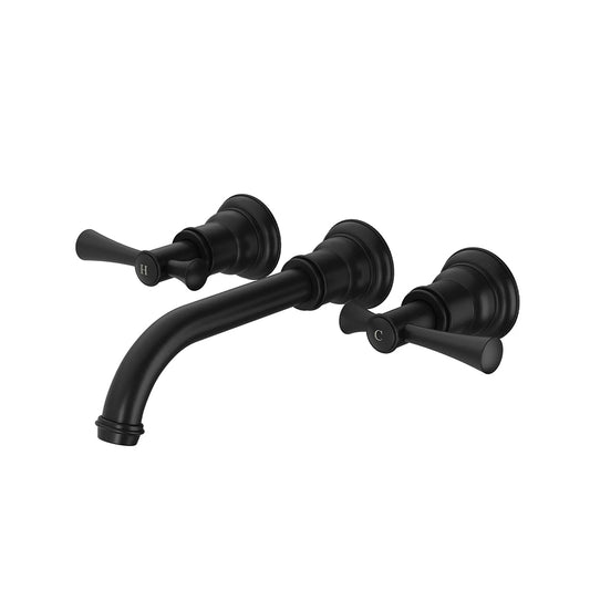 Phoenix Cromford Basin Bath Wall Tap Set Matte Black