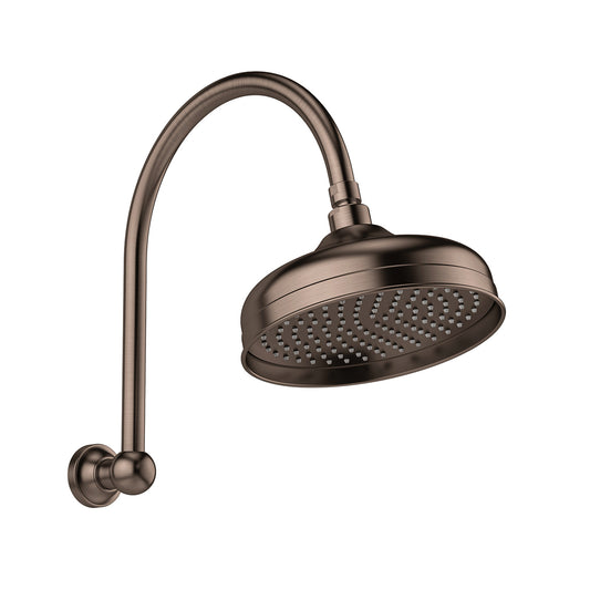 Phoenix Cromford High-Rise Shower Arm & Rose 210mm Brushed Bronze