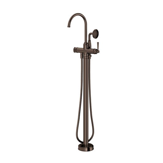 Phoenix Cromford Floor Mounted Bath Mixer with Hand Shower Brushed Bronze
