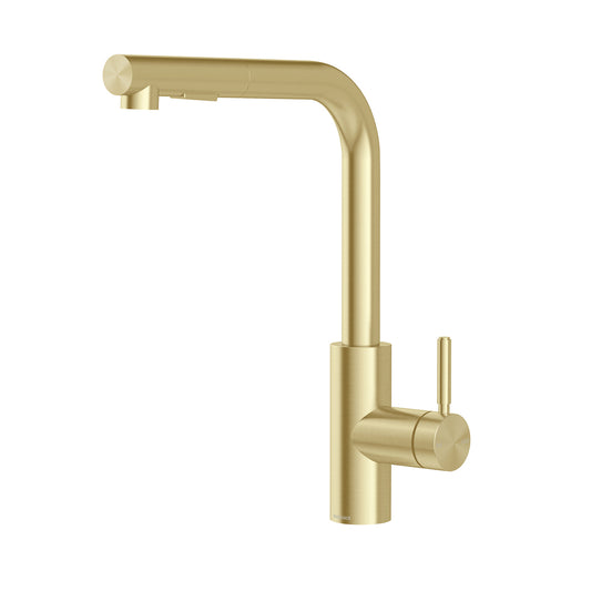 Phoenix Vivid MKII Pull Out Sink Mixer 230mm L Shaped Brushed Gold