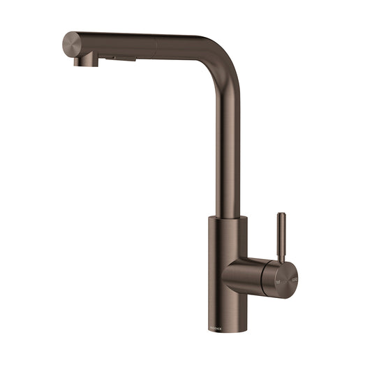 Phoenix Vivid MKII Pull Out Sink Mixer 230mm L Shaped Brushed Bronze