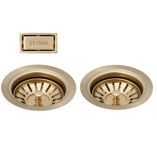 Seima Double Sink Waste and Overflow Cover for Oros Arqstone Sink Brushed Gold