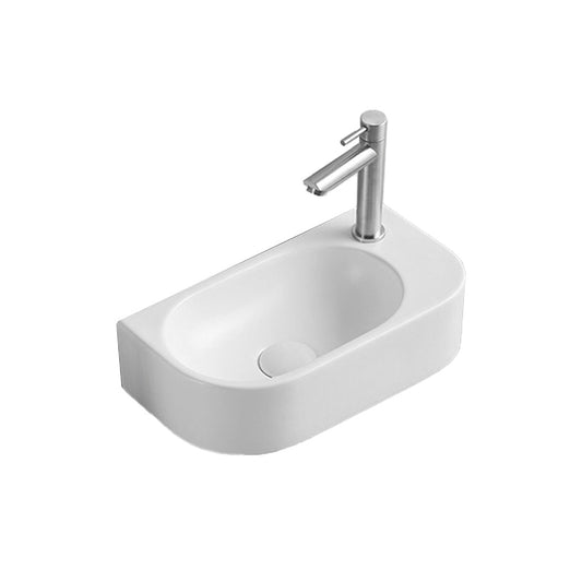 Seima Arko 485 Ceramic Wall Basin 1 Tap Hole White Silk Matte