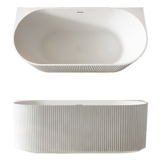 Seima Cleo 115 Back To Wall Freestanding Bath Integrated Overflow 1500mm Matte White