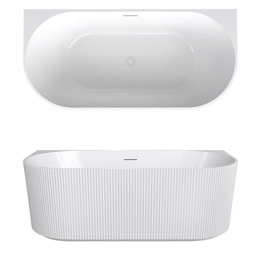 Seima Cleo 115 Back To Wall Freestanding Bath Integrated Overflow 1700mm Matte White