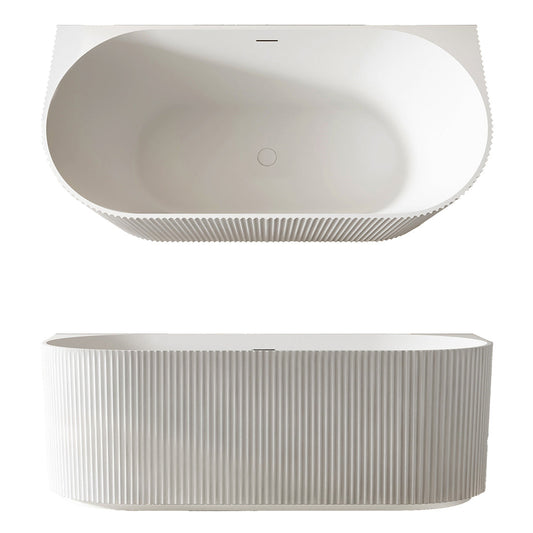 Seima Cleo 115 Back To Wall Freestanding Bath Integrated Overflow 1700mm Matte White