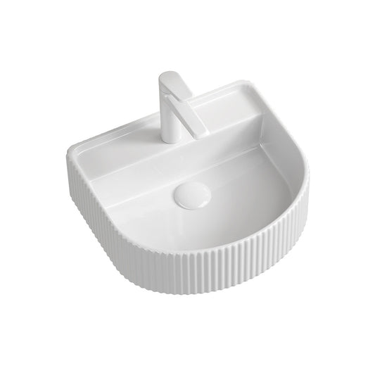 Seima Cleo 404 Ceramic Wall Basin 1 Tap Hole White Silk Matte