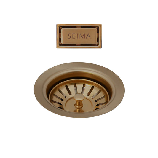 Seima Single Bowl Sink Waste and Overflow Cover for Oros Arqstone Sink Brushed Bronze
