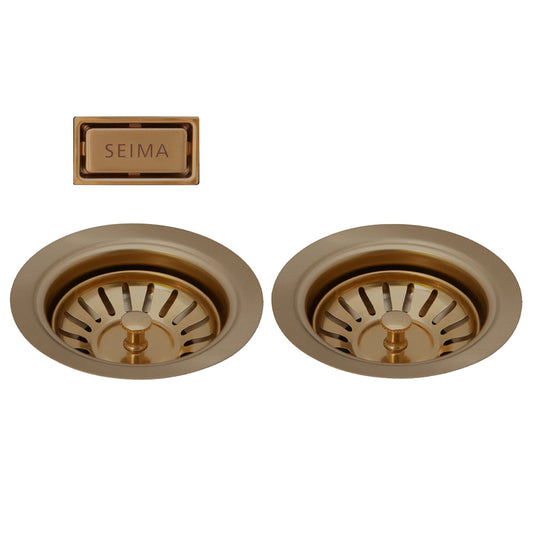 Seima Double Sink Waste and Overflow Cover for Oros Arqstone Sink Brushed Bronze