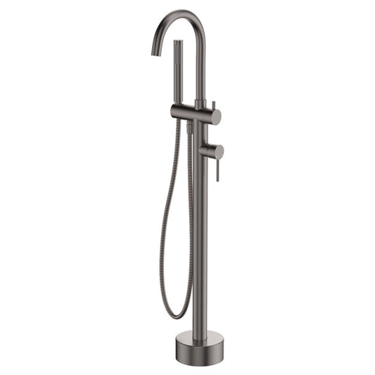 Fienza Kaya Floor Mounted Bath Mixer With Hand Shower Gun Metal