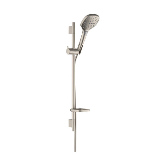 Hansgrohe Raindance Select E Shower Set 120 3Jet Ecosmart 9 L Min With Shower Bar 65 Cm And Soap Dish Brushed Nickel