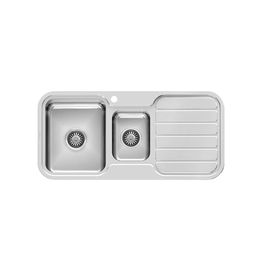 Phoenix 1000 Series 1 And 1 3 Left Hand Bowl Sink With Drainer And Taphole