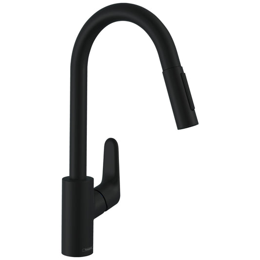 Hansgrohe Decor Single Lever Kitchen Mixer Pull-Out Spray Matte Black