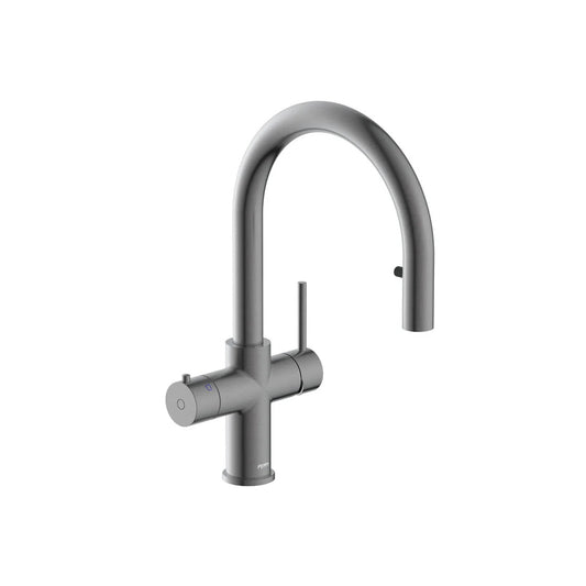 Peppy Taps Pull Out 4 in 1 Boiling, Ambient, Hot & Cold Mains Tap Gunmetal Grey