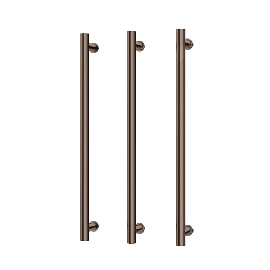 Phoenix Heated Triple Towel Rail Round 800mm Brushed Bronze