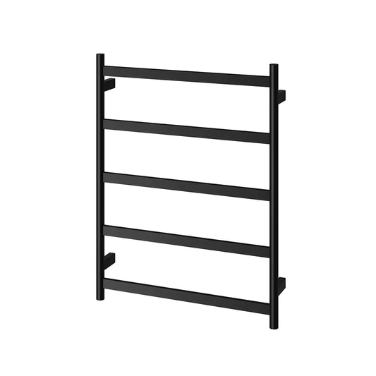 Phoenix Five Flat Bar Heated Towel Ladder Matte Black