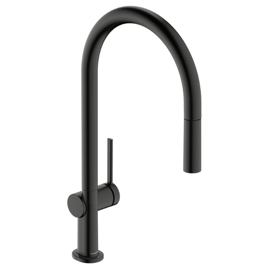 Hansgrohe Talis M54 Single Lever Kitchen Mixer 210 Pull-Out Spout, 1jet Brushed Black Chrome