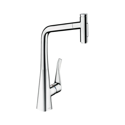 Hansgrohe Metris Select M71 Single Lever Kitchen Mixer 320 Pull Out Spray 2Jet Sbox Chrome