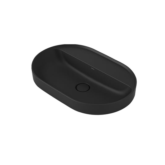 Caroma Liano Ii 600Mm Pill Inset Basin With Tap Landing 0 Tap Hole Matte Black